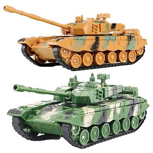 모리 무역 탱크 군사 모델 장난감 어린이 소년 선물 생일(녹색과 노란색 2 세트) 