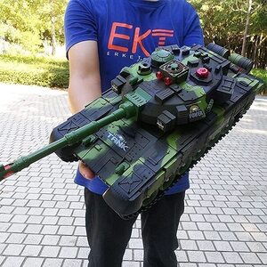무선 조종 모델 주요 전투 탱크 장난감 회전 터렛 및 캐논 반동 액션 키트(노란색녹색) 