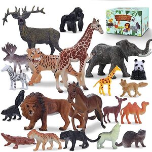 태그 동물 그림 진짜 동물 20 조각 럭셔리 세트 어린이 점프 장난감 저장 상자 동물 놀이