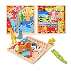 학습퍼즐 유아퍼즐 패턴블럭 브레인 퍼즐 장난감 동물 장난감 동물 퍼즐 세트 나무 퍼즐