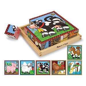 학습퍼즐 유아퍼즐 패턴블럭 브레인 멜리사 더그 775 나무 큐브 퍼즐 동물 16 조각