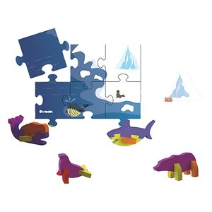 학습퍼즐 우드입체퍼즐 도형퍼즐 어려운퍼즐 3 차원 퍼즐 집단-동물 바다 분리 놀이 매트
